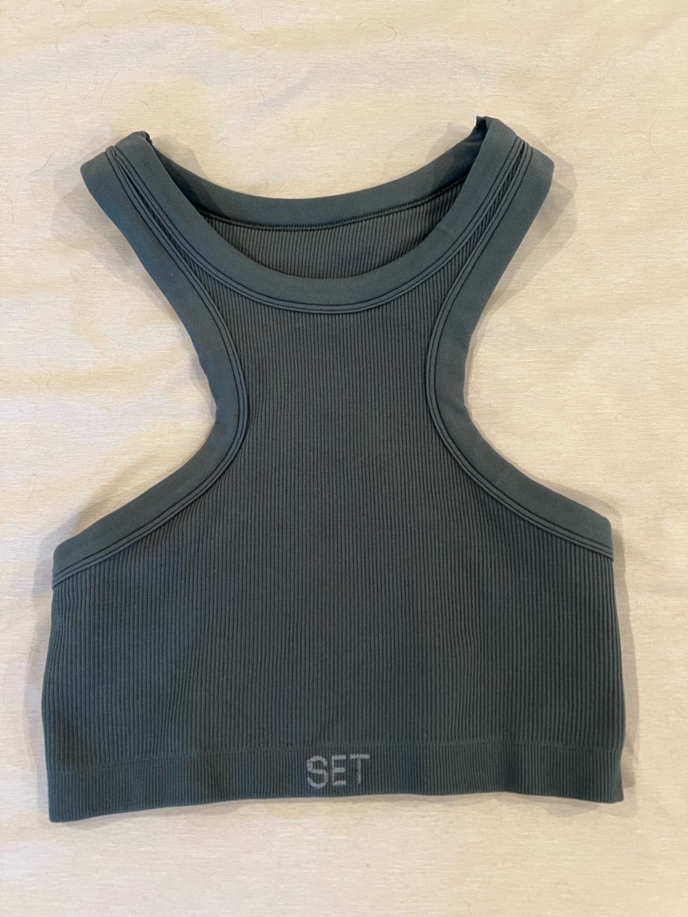 SET Active Ribbed Racerback Tank — Slate Green